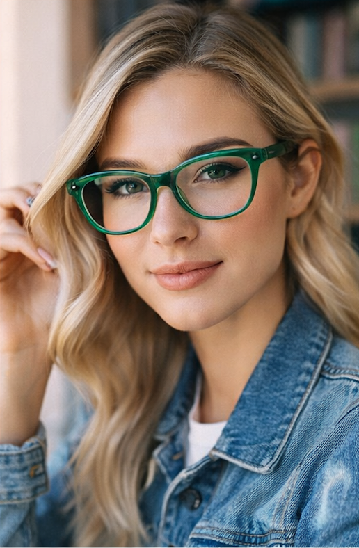 Unisex Anti Blue Light Glasses - Transparent Green