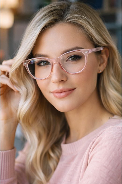 Unisex Anti Blue Light Glasses - Transparent Pink